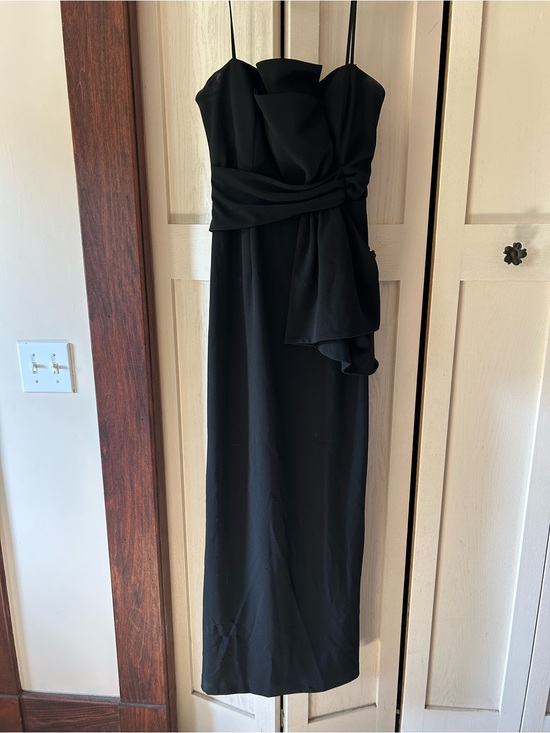 Adrianna Papell Dresses & Skirts - Adrianna Papell Black Strapless Maxi Dress with Draped Sash